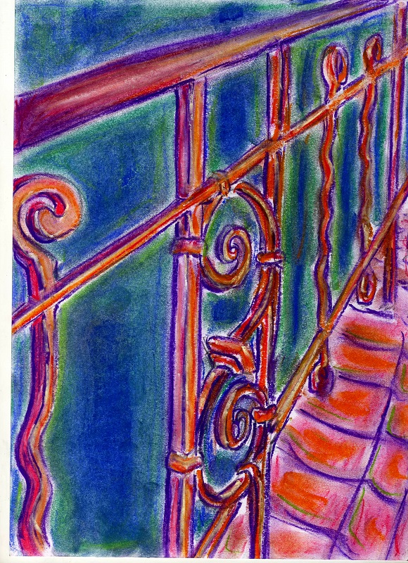 Warsztaty artystyczne: ALEKSANDRA WOJTOWICZ Poręcz schodów w 2LO, suchy pastel