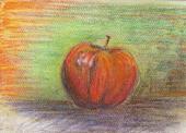 Warsztaty artystyczne: Aleksandra Wojtowicz Jabłko, pastel olejny.